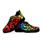 Colorful Heart Wave Pattern Print Black Sneakers