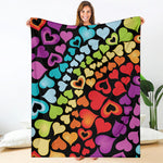 Colorful Heart Wave Pattern Print Blanket