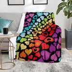 Colorful Heart Wave Pattern Print Blanket