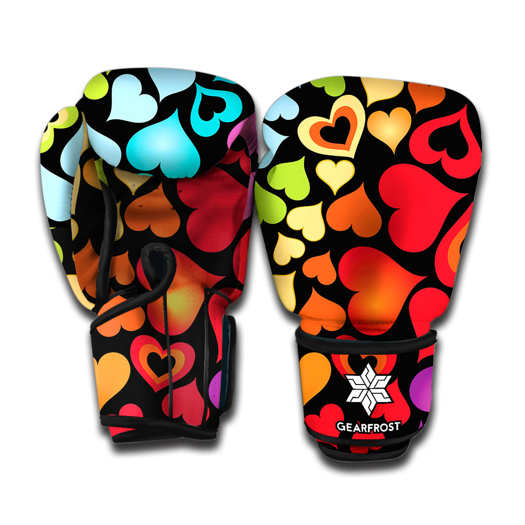 Colorful Heart Wave Pattern Print Boxing Gloves