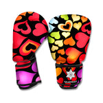 Colorful Heart Wave Pattern Print Boxing Gloves