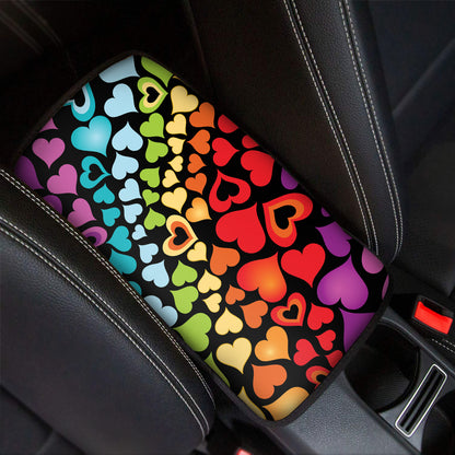 Colorful Heart Wave Pattern Print Car Center Console Cover