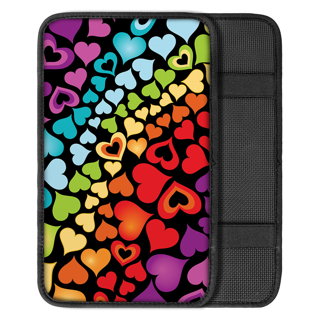 Colorful Heart Wave Pattern Print Car Center Console Cover