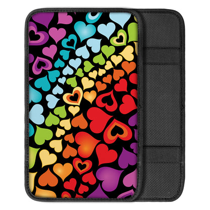 Colorful Heart Wave Pattern Print Car Center Console Cover