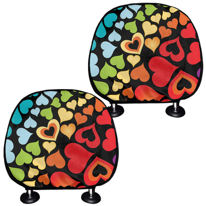 Colorful Heart Wave Pattern Print Car Headrest Covers