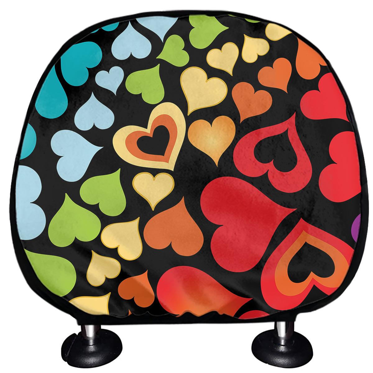 Colorful Heart Wave Pattern Print Car Headrest Covers