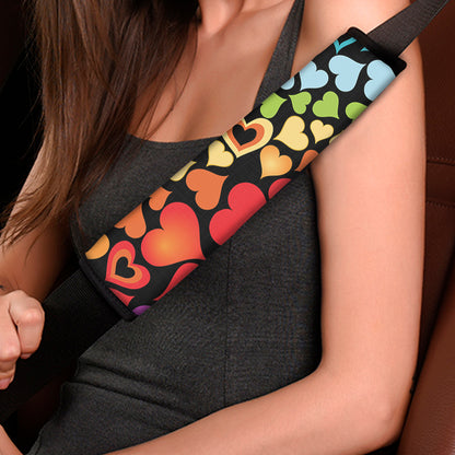Colorful Heart Wave Pattern Print Car Seat Belt Covers