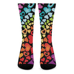 Colorful Heart Wave Pattern Print Crew Socks
