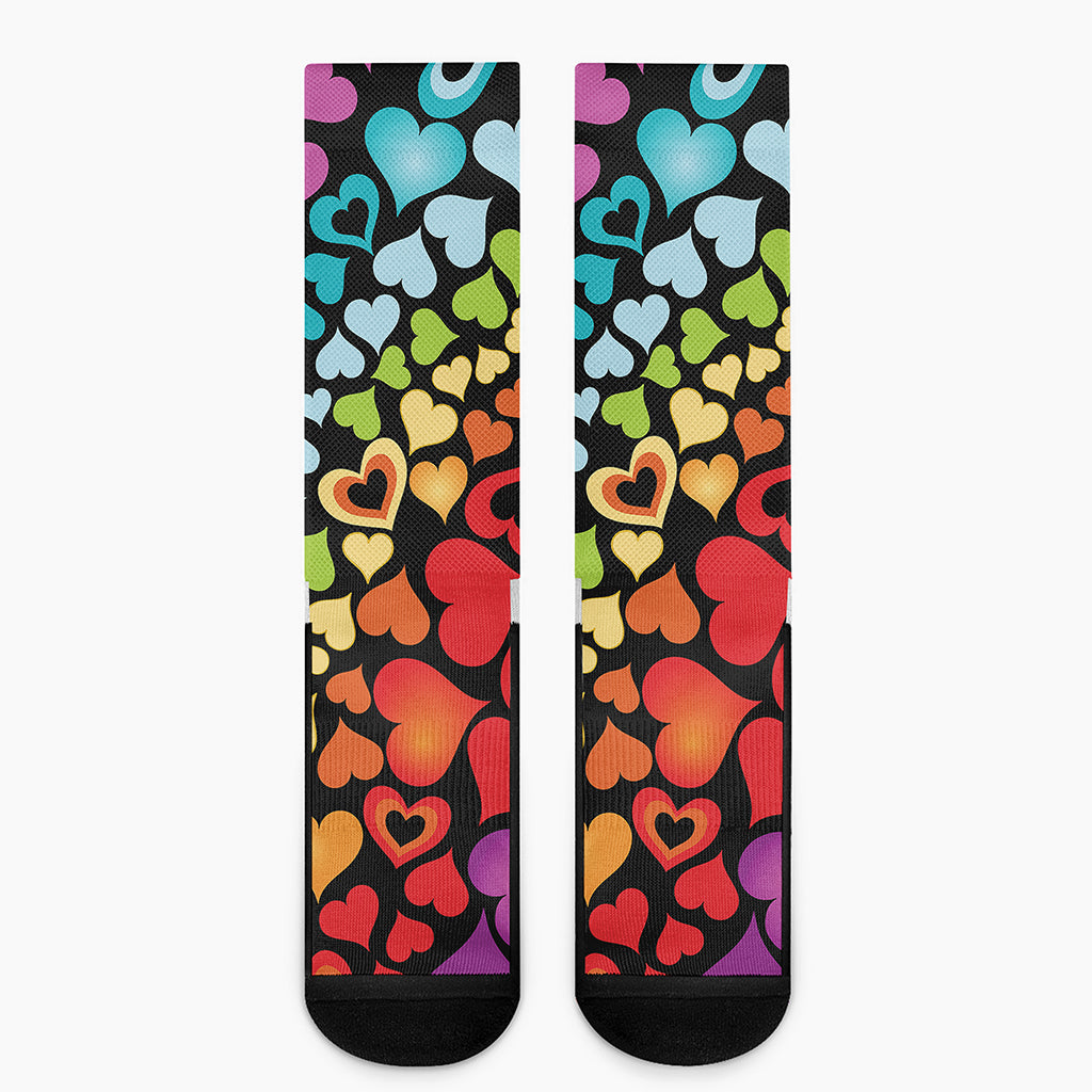Colorful Heart Wave Pattern Print Crew Socks