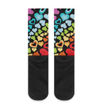 Colorful Heart Wave Pattern Print Crew Socks