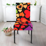 Colorful Heart Wave Pattern Print Dining Chair Slipcover
