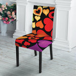 Colorful Heart Wave Pattern Print Dining Chair Slipcover
