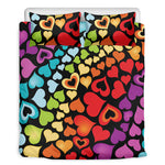 Colorful Heart Wave Pattern Print Duvet Cover Bedding Set