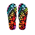 Colorful Heart Wave Pattern Print Flip Flops