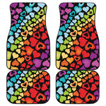Colorful Heart Wave Pattern Print Front and Back Car Floor Mats