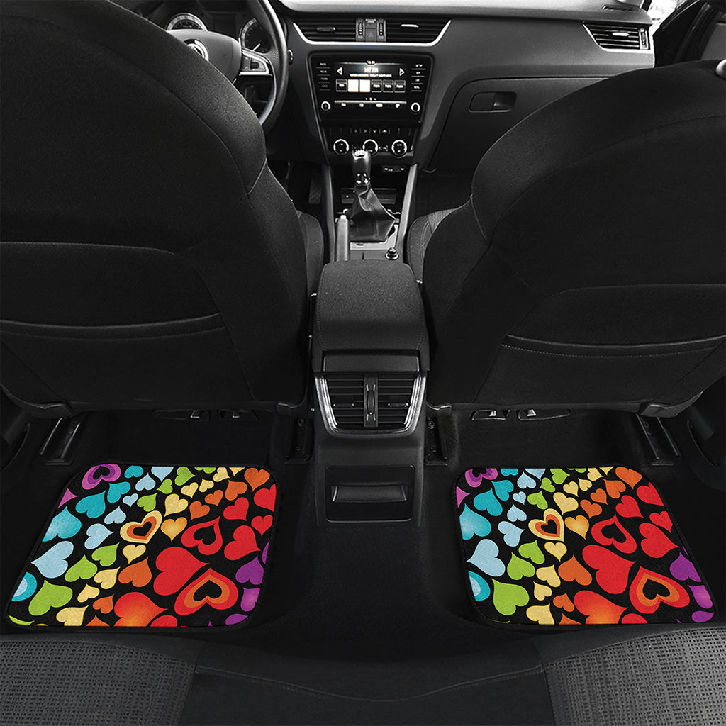 Colorful Heart Wave Pattern Print Front and Back Car Floor Mats
