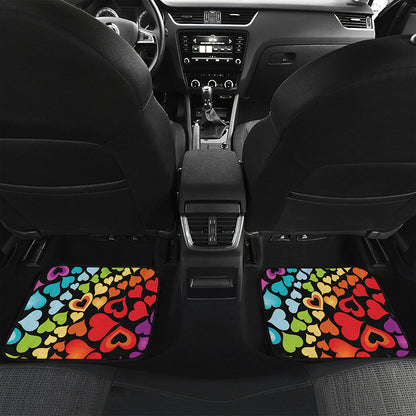 Colorful Heart Wave Pattern Print Front and Back Car Floor Mats