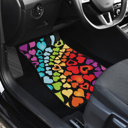 Colorful Heart Wave Pattern Print Front and Back Car Floor Mats