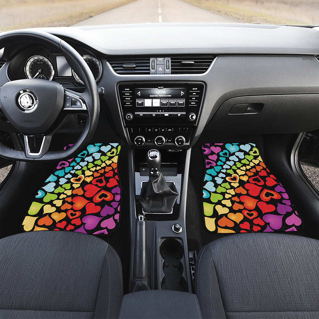 Colorful Heart Wave Pattern Print Front Car Floor Mats