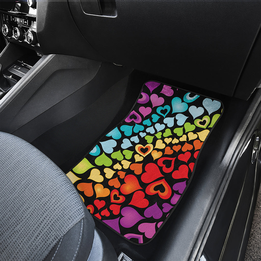 Colorful Heart Wave Pattern Print Front Car Floor Mats