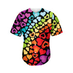 Colorful Heart Wave Pattern Print Men's Baseball Jersey