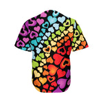Colorful Heart Wave Pattern Print Men's Baseball Jersey