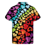 Colorful Heart Wave Pattern Print Men's Short Sleeve Shirt