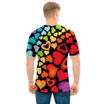 Colorful Heart Wave Pattern Print Men's T-Shirt