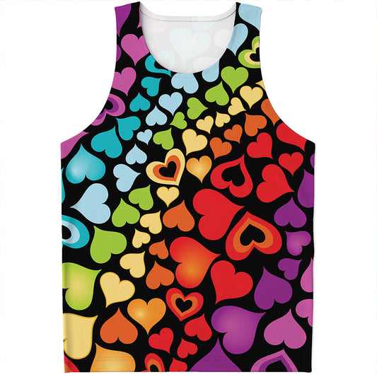 Colorful Heart Wave Pattern Print Men's Tank Top