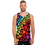 Colorful Heart Wave Pattern Print Men's Tank Top