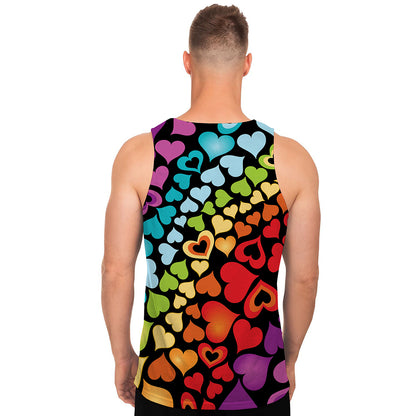 Colorful Heart Wave Pattern Print Men's Tank Top