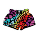 Colorful Heart Wave Pattern Print Muay Thai Boxing Shorts