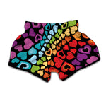 Colorful Heart Wave Pattern Print Muay Thai Boxing Shorts