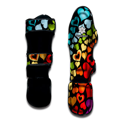 Colorful Heart Wave Pattern Print Muay Thai Shin Guard