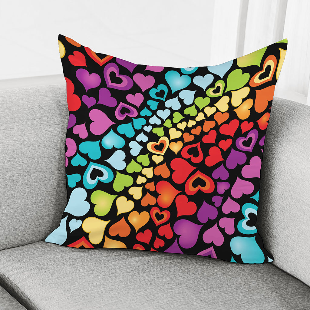 Colorful Heart Wave Pattern Print Pillow Cover