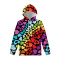 Colorful Heart Wave Pattern Print Pullover Hoodie