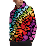 Colorful Heart Wave Pattern Print Pullover Hoodie