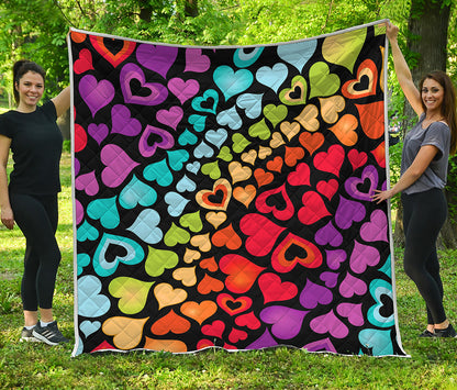 Colorful Heart Wave Pattern Print Quilt