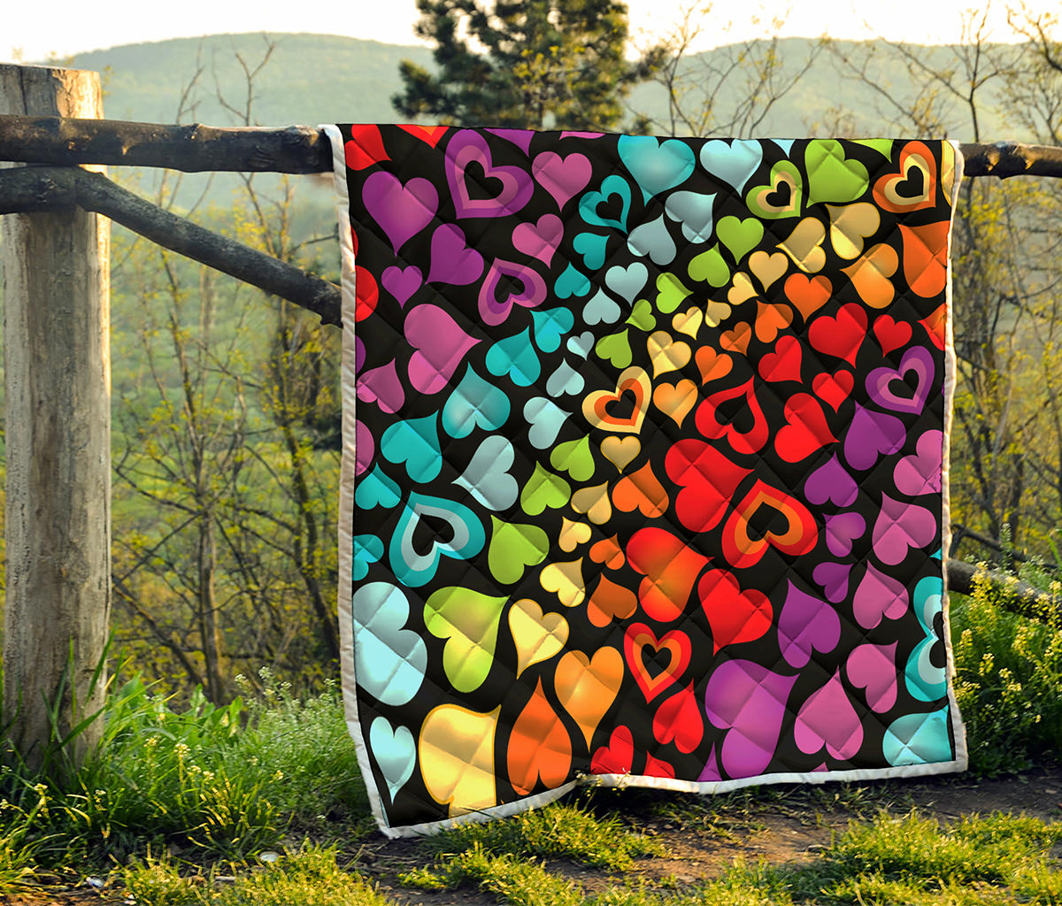 Colorful Heart Wave Pattern Print Quilt