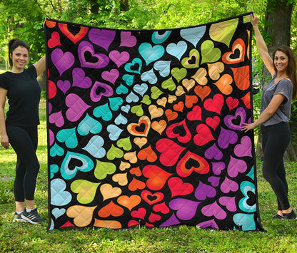 Colorful Heart Wave Pattern Print Quilt