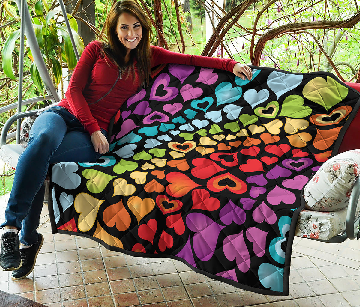 Colorful Heart Wave Pattern Print Quilt