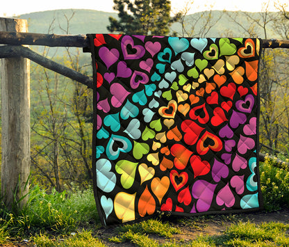 Colorful Heart Wave Pattern Print Quilt
