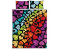 Colorful Heart Wave Pattern Print Quilt Bed Set