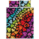 Colorful Heart Wave Pattern Print Quilt Bed Set