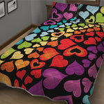 Colorful Heart Wave Pattern Print Quilt Bed Set