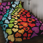 Colorful Heart Wave Pattern Print Quilt Bed Set