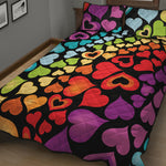 Colorful Heart Wave Pattern Print Quilt Bed Set