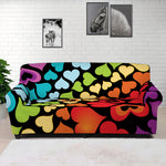 Colorful Heart Wave Pattern Print Sofa Cover