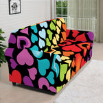 Colorful Heart Wave Pattern Print Sofa Cover