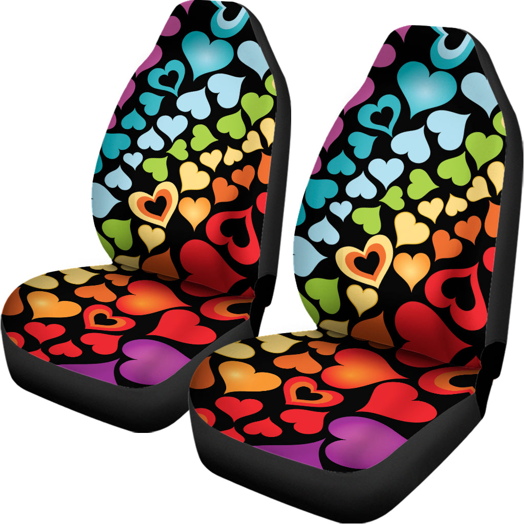 Colorful Heart Wave Pattern Print Universal Fit Car Seat Covers